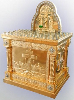 Стол панихидный 120 свечей каменная накладка камни золочение