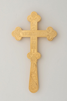 Крест напрестольный водосвятный ручная гравировка / золочение / серебро (УИН)