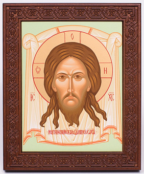 Икона на дереве 18х22 прокат, ковчег с резным обрамлением, упаковка Спас Нерукотворный Икона на дереве 18х22 прокат, ковчег с резным обрамлением, упаковка Спас Нерукотворный