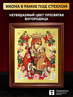Икона Божией Матери Неувядаемый Цвет с золочением, деревянная рамка со стеклом 15х18х2 см 165