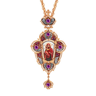 Панагия №7 / Фианиты, деколь, эмаль / золочение, серебрение