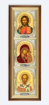 Икона в киоте 20х70 сложный, темпера, риза-рамка №1