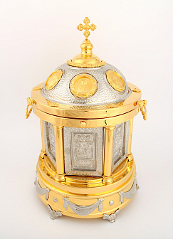 Ковчег для частиц святых мощей круглый №3 золочение