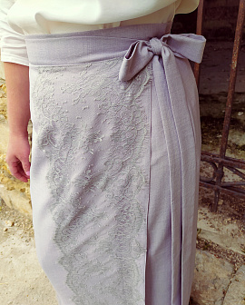 Набор Прихожанка. Кружевная косынка + юбка на завязках.