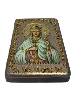 Настольная икона ''Святая благоверная княгиня Елена Сербская'' на мореном дубе