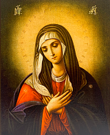 Икона Умиление Божия Матерь на холсте в киоте 141 03078_KRA