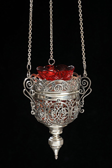 Лампада чеканная №28 выпильная серебро (УИН)