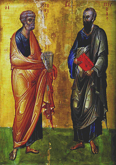 Икона Апостолы Петр и Павел 14 век