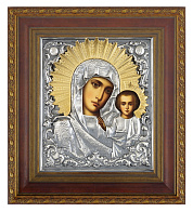 Икона живописная в киоте 24х30 масло, риза №251, черненое серебрение, киот №22 Казанская БМ