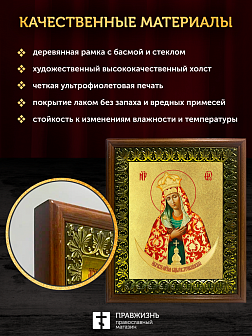 Икона Божией Матери Остробрамская с золочением, деревянная рамка с басмой и стеклом 18х21х2,5 см 114 Икона Божией Матери Остробрамская с золочением, деревянная рамка с басмой и стеклом 18х21х2,5 см 114