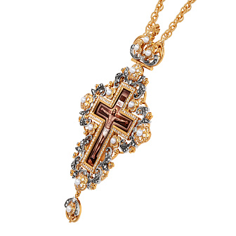 Крест наперсный №212 / Фианиты деколь / золочение, серебрение