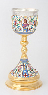 Потир 1.0л 4-финифти, филигрань, эмаль, роспись / золочение / серебряный стакан (УИН)