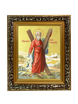 Икона "Андрей Первозванный", св. апостол, с золочением поталью, 09А6-УЛ Икона "Андрей Первозванный", св. апостол, с золочением поталью, 09А6-УЛ