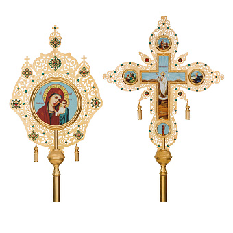 Крест-икона №15 запрестольная литые рамки гравировка фото золочение Крест-икона №15 запрестольная литые рамки гравировка фото золочение