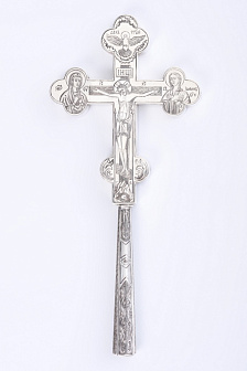 Крест напрестольный водосвятный на ручке гравировка серебро (УИН)