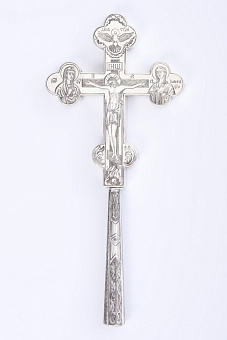 Крест напрестольный водосвятный на ручке гравировка серебро (УИН)