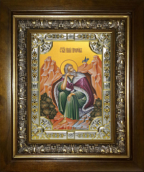 Икона освященная Илия Пророк в деревянном киоте