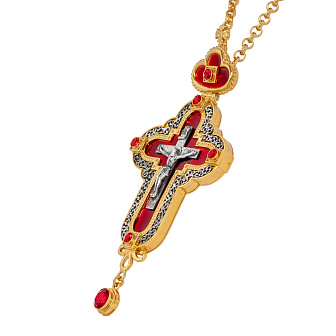 Крест наперсный №155 гильяш, эмаль / золочение, серебрение