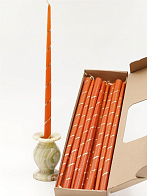 Свечи золоченые конусные №55, СПИРАЛЬ (Золото), ОРАНЖЕВЫЕ (24шт)