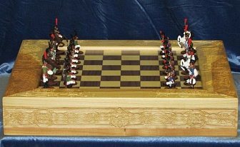Шахматы исторические эксклюзивные "Бородино" с фигурами из олова покрашенными в полу коллекционном качестве