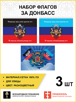 Набор флагов За Донбасс Сокрушу пред Ним врагов сетка 3 шт.