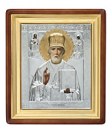 Икона живописная в киоте 24х30 масло, риза №48А, киот №1 Николай Чудотворец