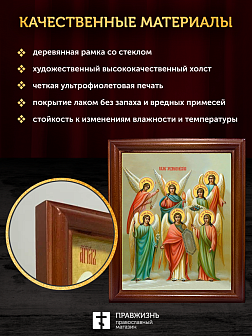 Икона собор Михаила Архангела, деревянная рамка со стеклом 15х18х2 см 105