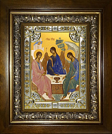Икона Святая Троица в деревянном киоте