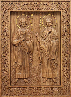 Икона резная Маркиан и Мартирий Икона резная Маркиан и Мартирий