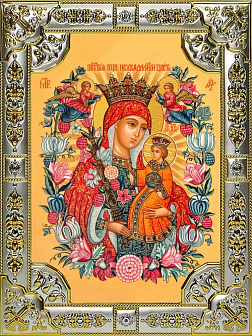 Икона Пресвятой Богородицы НЕУВЯДАЕМЫЙ ЦВЕТ (СЕРЕБРЯНАЯ РИЗА)