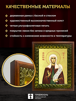 Икона Таисия Египетская блаженная с золочением, деревянная рамка с басмой и стеклом 18х21х2,5 см 167