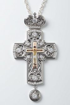 Крест наперсный № 107/Фианиты /серебрение/