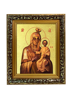 Икона Божией Матери "Моздокская" (Иверская) с золочением поталью, 03М2-УЛ
