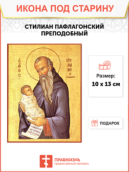 Икона под старину Стилиан Пафлагонский, Преподобный