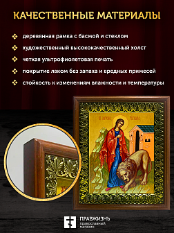 Икона Татьяна Римская мученица, деревянная рамка с басмой и стеклом 18х21х2,5 см 137