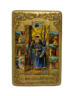 Настольная икона ''Преподобный Серафим Саровский чудотворец'' на мореном дубе