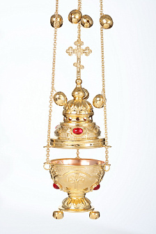 Кадило круглое большое №4 чеканка камни золочение