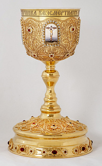 Потир 3.0л 4-деколи, филигрань / золочение / мельхиоровый вкладыш