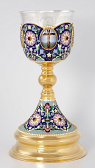 Потир 1.0л 4-финифти, филигрань, эмаль / золочение / серебряный стакан (УИН)
