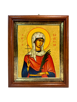 Именная икона Валентина Кесарийская Мученица на холсте в киоте 038