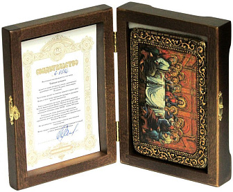 Настольная икона ''Тайная вечерия'' на мореном дубе