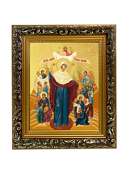 Икона Божией Матери "Всех Скорбящих Радость" с золочением поталью, 03010-УЛ