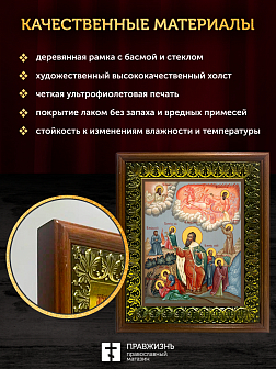 Икона Илии Фесвитянин пророк, деревянная рамка с басмой и стеклом 18х21х2,5 см 077