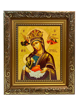 Икона Млекопитательница Божия Матерь на холсте в киоте 106