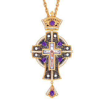 Крест наперсный №101 / Фианиты / золочение, серебрение
