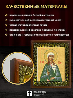 Икона Юлия Иулия Анкирская мученица, деревянная рамка с басмой и стеклом 18х21х2,5 см 148