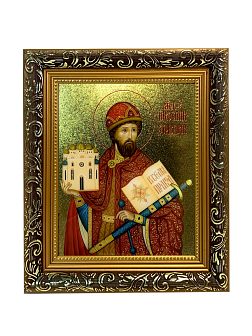 Икона Ярослав Мудрый благоверный князь с золочением, узкая рамка 17,5х20,5х2 см