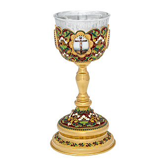 Потир 0.53л 4-финифти, филигрань, эмаль / золочение / серебряный стакан (УИН)