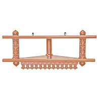 Иконная полка 2-х ярусная угловая низкая из дерева резная Иконная полка 2-х ярусная угловая низкая из дерева резная