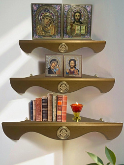 Набор полки угловые для икон Херувим цвет орех 3 шт 40, 50 и 60 см Набор полки угловые для икон Херувим цвет орех 3 шт 40, 50 и 60 см